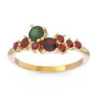 Emerald Fashion Ring In 14k Yellow Gold With Garnet And Ruby – Akasha Simple Ring