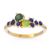 Emerald Fashion Ring In 18k Yellow Gold With Peridot And Blue Sapphire – Akasha Simple Ring