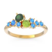 Emerald Fashion Ring In 18k Yellow Gold With Peridot And Swiss Blue Topaz – Akasha Simple Ring