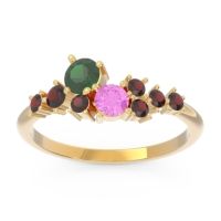 Emerald Fashion Ring In 18k Yellow Gold With Pink Tourmaline And Garnet – Akasha Simple Ring