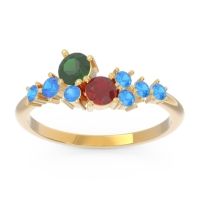 Emerald Fashion Ring In 14k Yellow Gold With Ruby And Swiss Blue Topaz – Akasha Simple Ring