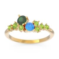 Emerald Fashion Ring In 18k Yellow Gold With Swiss Blue Topaz And Peridot – Akasha Simple Ring