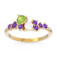 Peridot Fashion Ring In 18k Yellow Gold With Diamond And Amethyst – Akasha Simple Ring