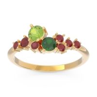 Peridot Fashion Ring In 18k Yellow Gold With Emerald And Ruby – Akasha Simple Ring
