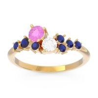 Pink Tourmaline Fashion Ring In 14k Yellow Gold With Diamond And Blue Sapphire – Akasha Simple Ring