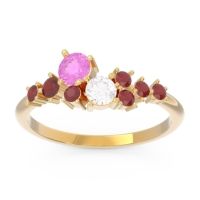 Pink Tourmaline Fashion Ring In 14k Yellow Gold With Diamond And Ruby – Akasha Simple Ring