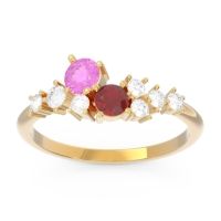 Pink Tourmaline Fashion Ring In 18k Yellow Gold With Ruby And Diamond – Akasha Simple Ring
