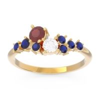 Ruby Fashion Ring In 18k Yellow Gold With Lab Diamond And Blue Sapphire – Akasha Simple Ring