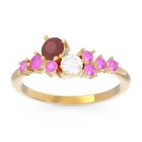 Ruby Fashion Ring In 14k Yellow Gold With Diamond And Pink Tourmaline – Akasha Simple Ring