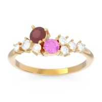 Ruby Fashion Ring In 14k Yellow Gold With Pink Tourmaline And Diamond – Akasha Simple Ring