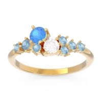 Swiss Blue Topaz Fashion Ring In 18k Yellow Gold With Diamond And Aquamarine – Akasha Simple Ring