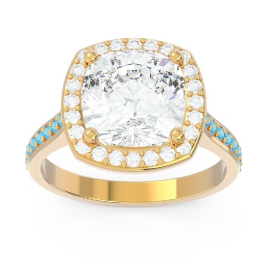 Halo Pave Cushion Simhasana Ring