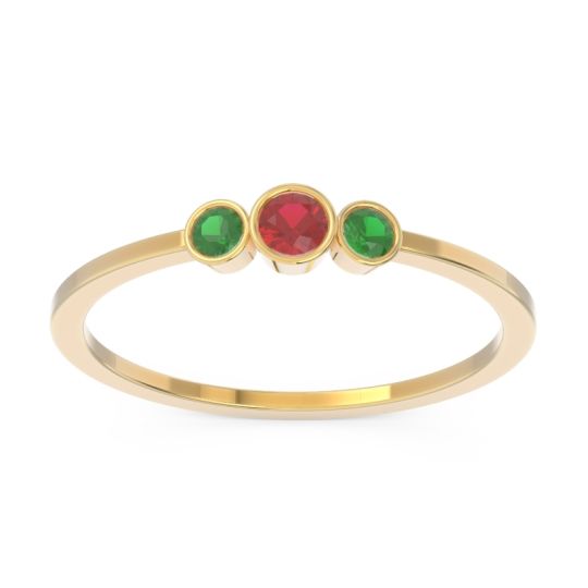 Petite Three Stone Bezel Treta Band