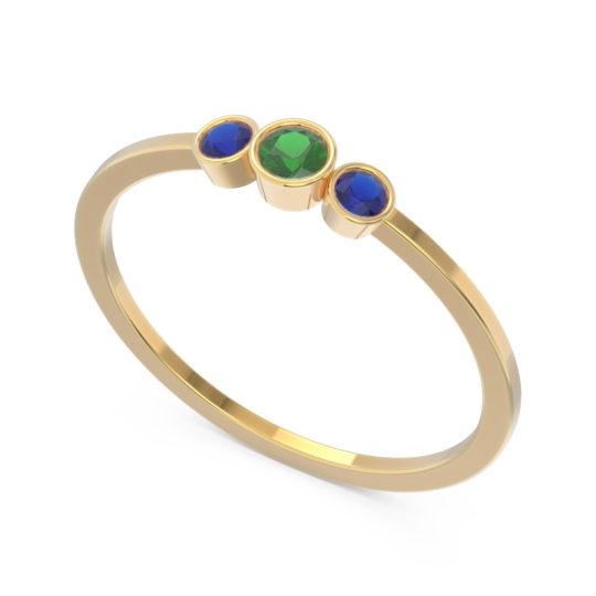 Petite Three Stone Bezel Treta Band