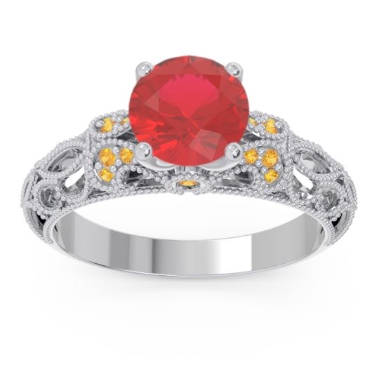Classic Milgrain Pave Pravaha Ring