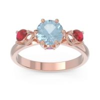 Aquamarine Ring In 18K Rose Gold With Amethyst And Ruby Taraggana Round Three-stone Ring
