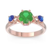 Emerald Ring In 18K Rose Gold With Amethyst And Blue Sapphire Taraggana Round Three-stone Ring