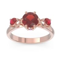 Garnet Ring In 18K Rose Gold With Amethyst And Ruby Taraggana Round Three-stone Ring
