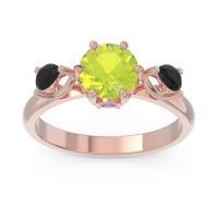 Peridot Ring In 18K Rose Gold With Amethyst And Black Onyx Taraggana Round Three-stone Ring