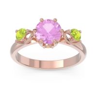 Pink Tourmaline Ring In 18K Rose Gold With Citrine And Peridot Taraggana Round Three-stone Ring
