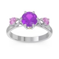 Amethyst Ring In Palladium With Citrine And Pink Tourmaline Taraggana Round Three-stone Ring