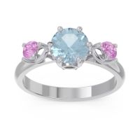 Aquamarine Ring In Palladium With Black Onyx And Pink Tourmaline Taraggana Round Three-stone Ring