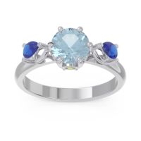 Aquamarine Ring In Palladium With Peridot And Blue Sapphire Taraggana Round Three-stone Ring