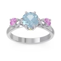 Aquamarine Ring In Palladium With Peridot And Pink Tourmaline Taraggana Round Three-stone Ring