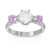 Diamond Ring In 14k White Gold With Blue Sapphire And Pink Tourmaline Taraggana Round Three-stone Ring