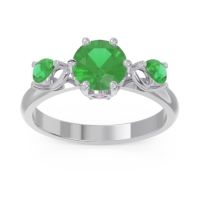 Lab Emerald Ring In Palladium With Pink Tourmaline And Emerald Taraggana Round Three-stone Ring
