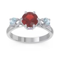 Garnet Ring In Palladium With Amethyst And Aquamarine Taraggana Round Three-stone Ring