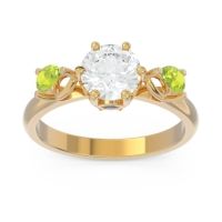 Diamond Ring In 14k Yellow Gold With Blue Sapphire And Peridot Taraggana Round Three-stone Ring