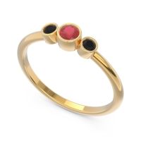 Smile Three Stone Bezel Trika Band