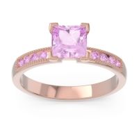 Pink Tourmaline Ring In 18K Rose Gold Avikala Princess Classic Ring
