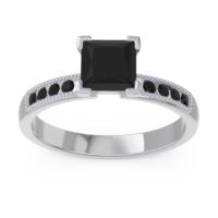 Black Onyx Ring In Platinum Avikala Princess Classic Ring
