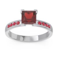 Garnet Ring In 18k White Gold With Ruby Avikala Princess Classic Ring