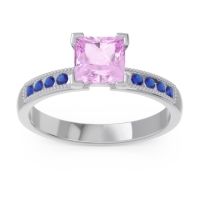 Pink Tourmaline Ring In Palladium With Blue Sapphire Avikala Princess Classic Ring