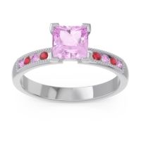 Pink Tourmaline Ring In Platinum With Ruby Avikala Princess Classic Ring