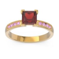Garnet Ring In 18k Yellow Gold With Pink Tourmaline Avikala Princess Classic Ring