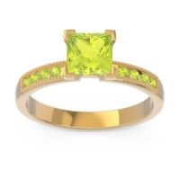 Peridot Ring In 18k Yellow Gold Avikala Princess Classic Ring
