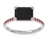 Black Onyx Ring In Palladium With Garnet And Ruby Luta Emerald Modern Ring