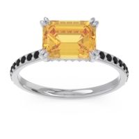 Citrine Ring In Palladium With Black Onyx And Lab Diamond Luta Emerald Modern Ring