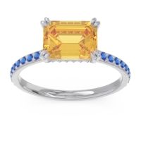 Citrine Engagement Ring In Palladium With Blue Sapphire And Diamond - Luta Emerald Modern Ring