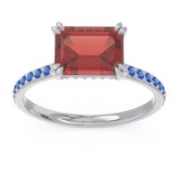 Garnet Ring In Palladium With Blue Sapphire And Lab Diamond Luta Emerald Modern Ring