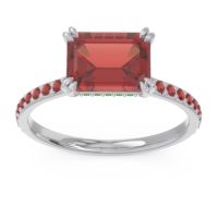 Garnet Ring In Palladium With Emerald Luta Emerald Modern Ring