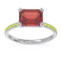 Garnet Ring In Palladium With Peridot And Aquamarine Luta Emerald Modern Ring