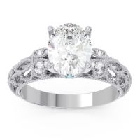 Diamond Ring In Platinum With Lab Diamond And Swiss Blue Topaz Vatavat Oval Antique Ring
