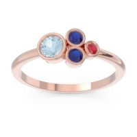 Aquamarine Fashion Ring In 14K Rose Gold With Blue Sapphire And Ruby – Utkara Minimalist Ring