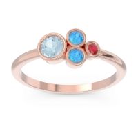 Aquamarine Fashion Ring In 18K Rose Gold With Swiss Blue Topaz And Ruby – Utkara Minimalist Ring