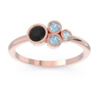 Black Onyx Fashion Ring In 14K Rose Gold With Aquamarine – Utkara Minimalist Ring